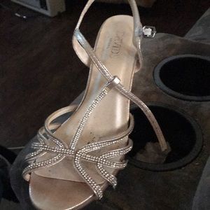 Champagne rhinestone wedding wedges. Beautiful and elegant.